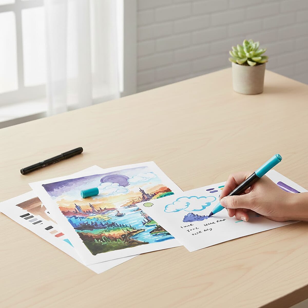 Set of 48pcs Dual Tip Marker Pen with Storage Bag image number 2