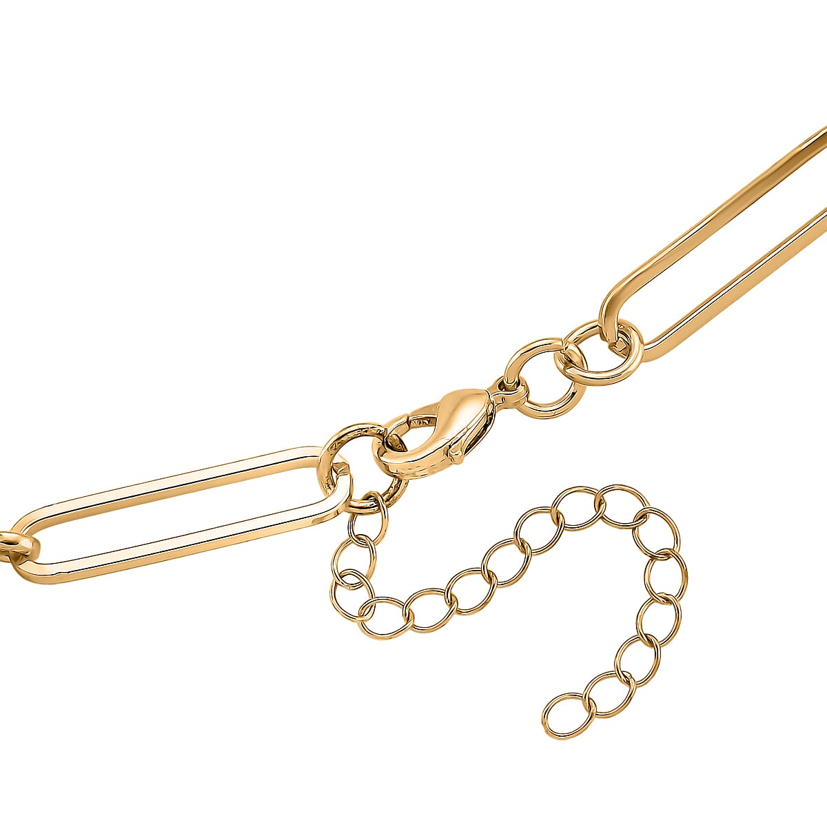 Doorbuster Green Austrian Crystal Paperclip Chain Necklace in Goldtone 20-22 Inches image number 5