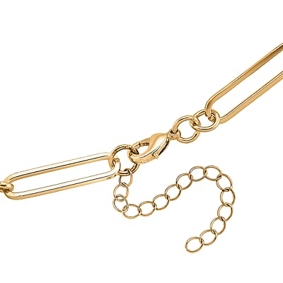 Green Austrian Crystal Paperclip Chain Necklace in Goldtone (20-22 Inches)
