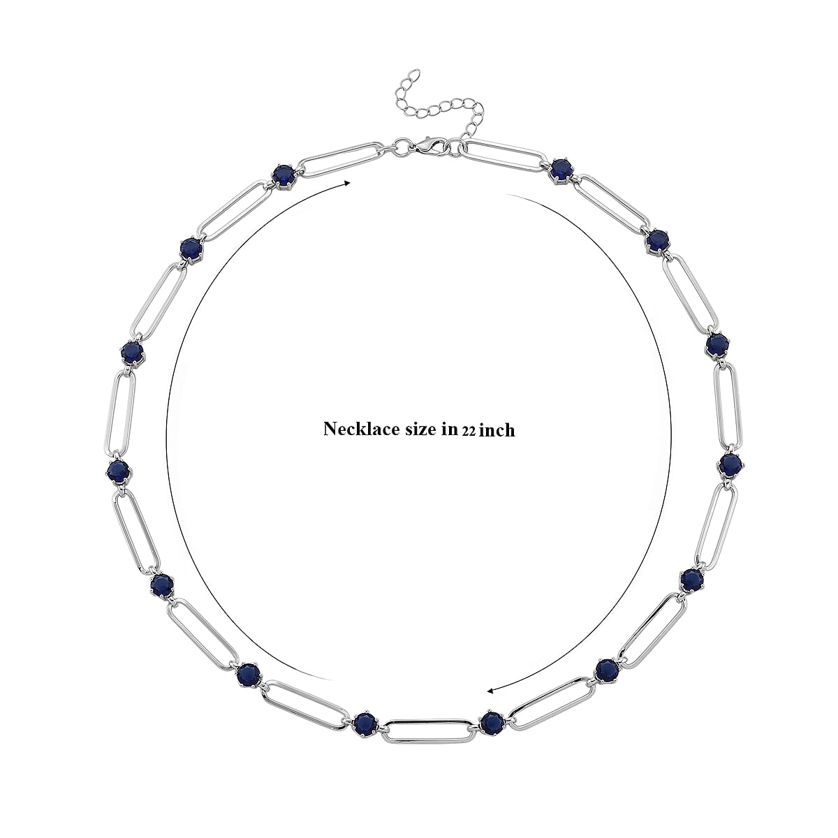 Doorbuster Blue Austrian Crystal Paperclip Chain Necklace in Silvertone 20-22 Inches image number 6