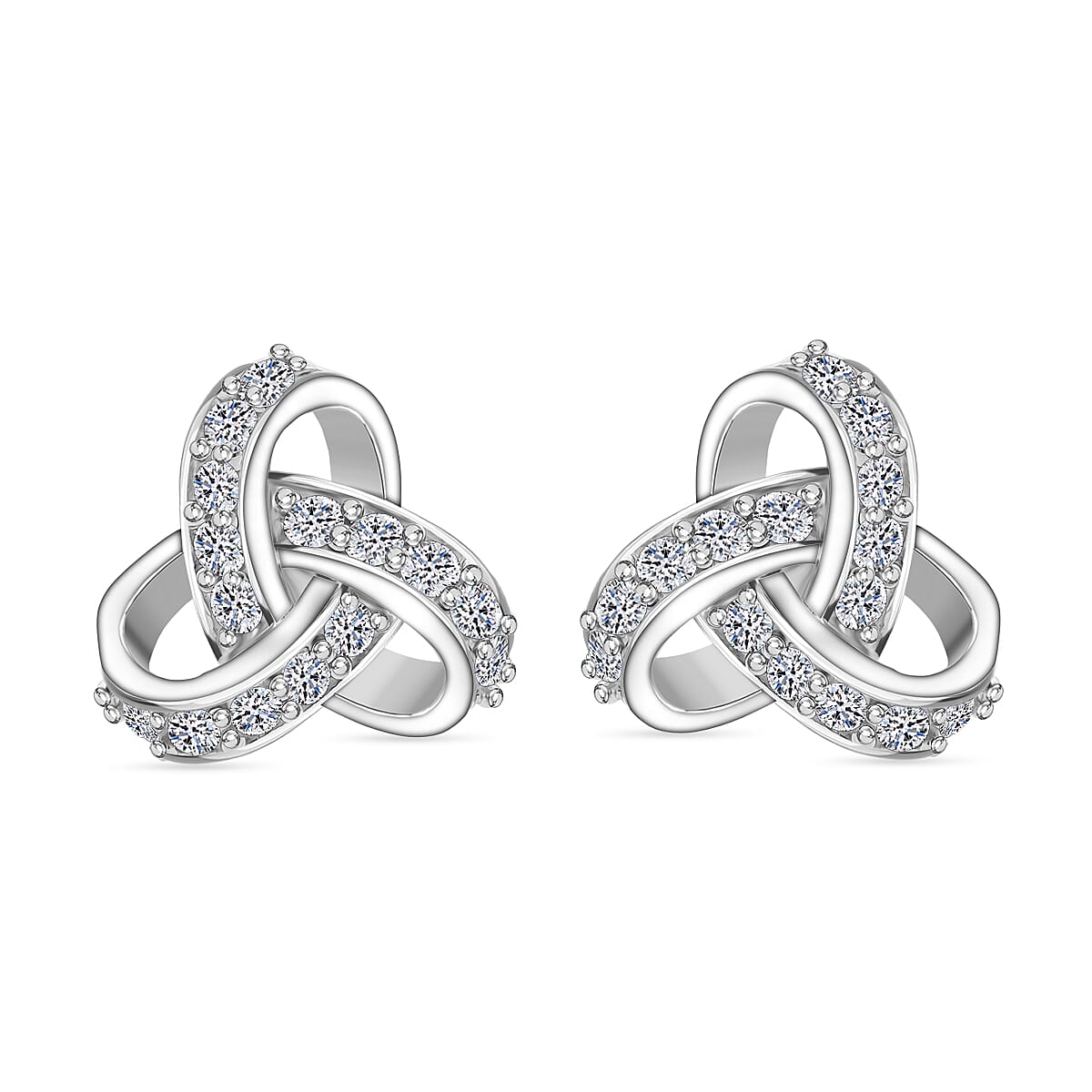 Luxuriant Lab Grown Diamond G-H SI 0.50 ctw Knot Earrings in Rhodium Over Sterling Silver image number 0