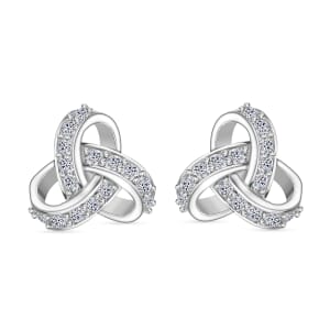 Luxuriant Lab Grown Diamond G-H SI 0.50 ctw Knot Earrings in Rhodium Over Sterling Silver