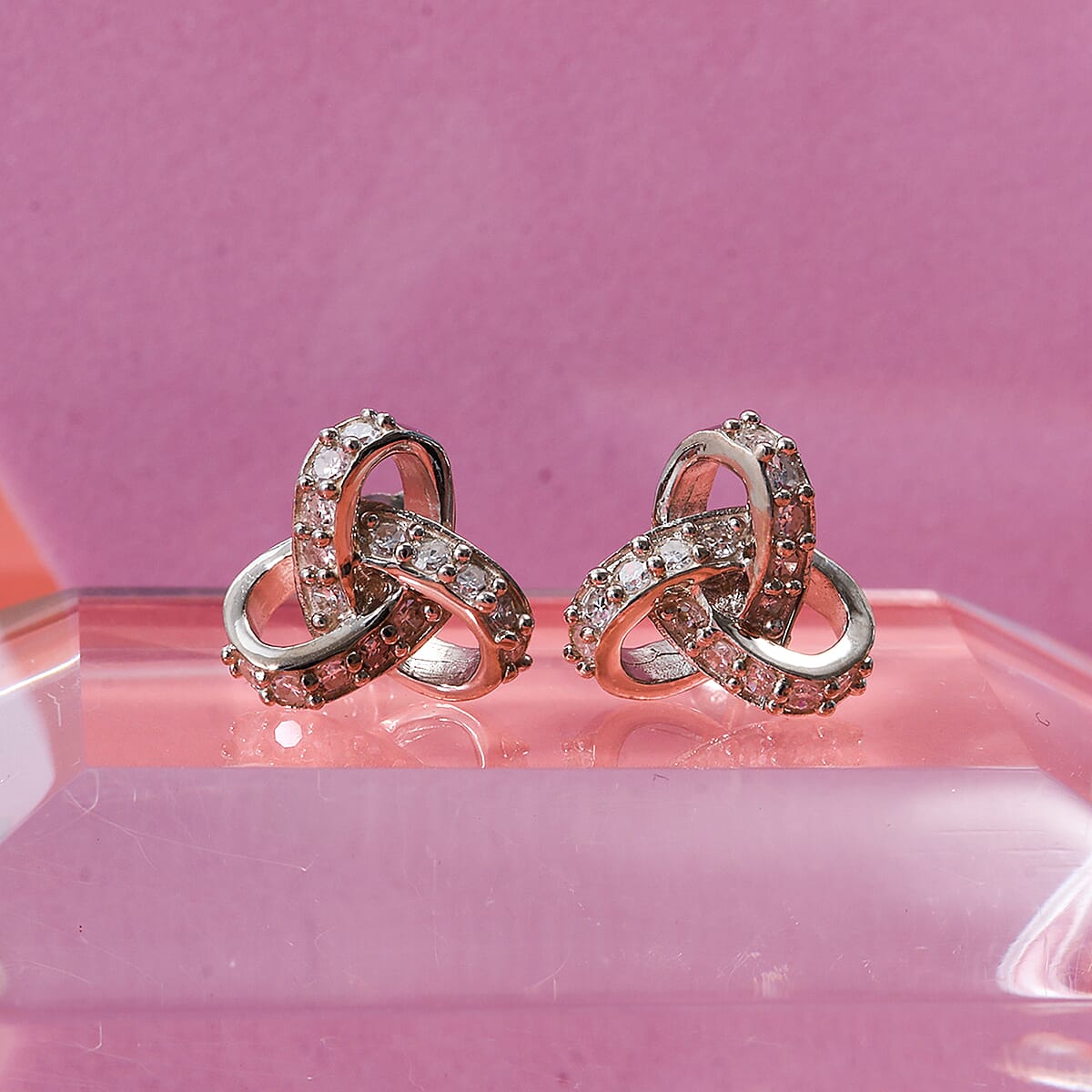 Luxuriant Lab Grown Diamond G-H SI 0.50 ctw Knot Earrings in Rhodium Over Sterling Silver image number 1