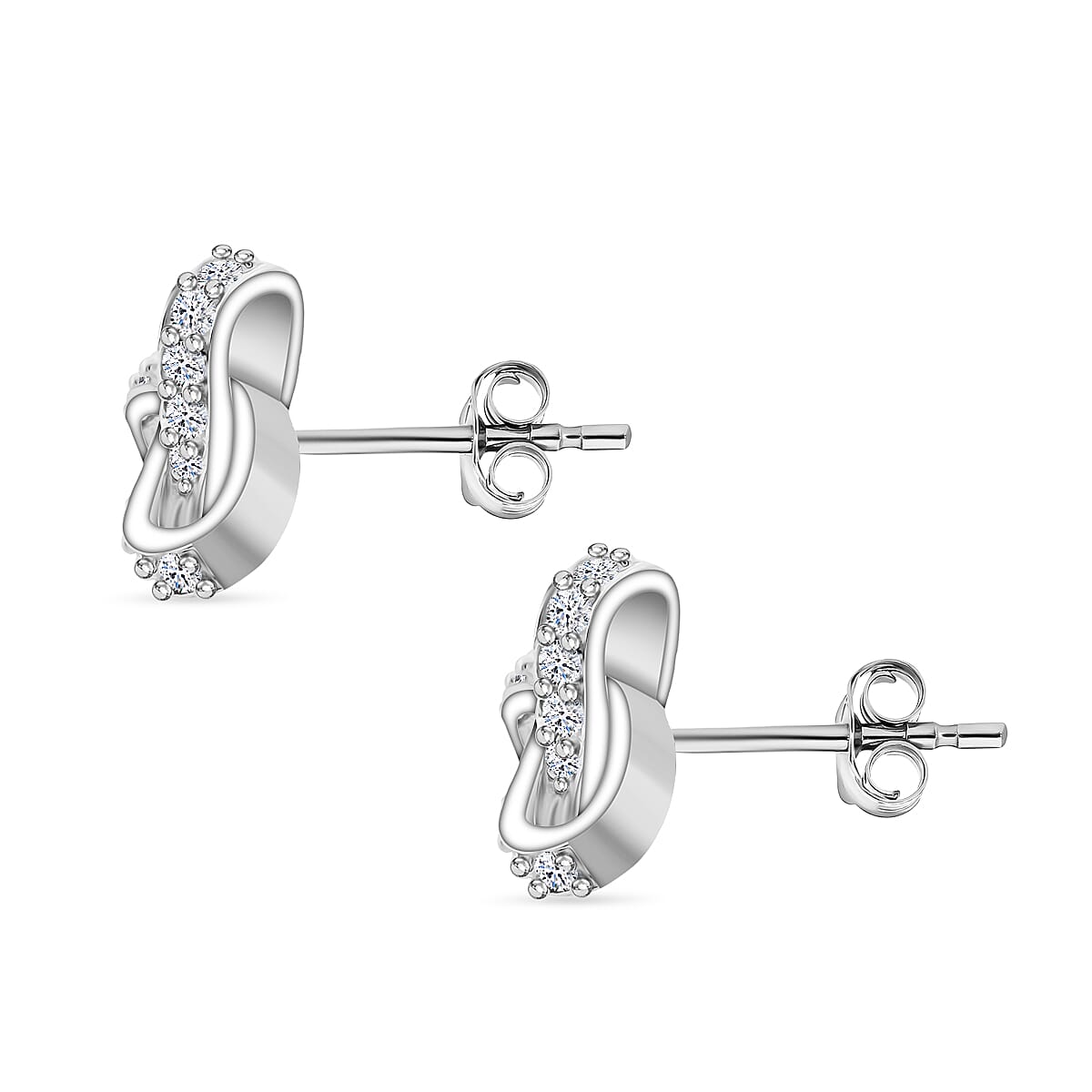 Luxuriant Lab Grown Diamond G-H SI 0.50 ctw Knot Earrings in Rhodium Over Sterling Silver image number 3