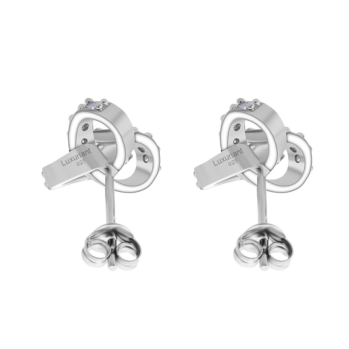 Luxuriant Lab Grown Diamond G-H SI 0.50 ctw Knot Earrings in Rhodium Over Sterling Silver image number 4
