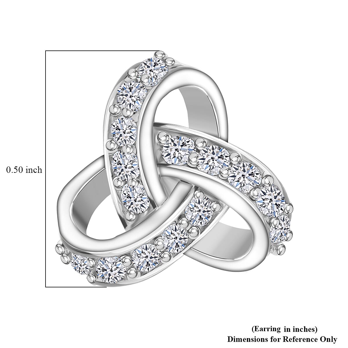 Luxuriant Lab Grown Diamond G-H SI 0.50 ctw Knot Earrings in Rhodium Over Sterling Silver image number 5