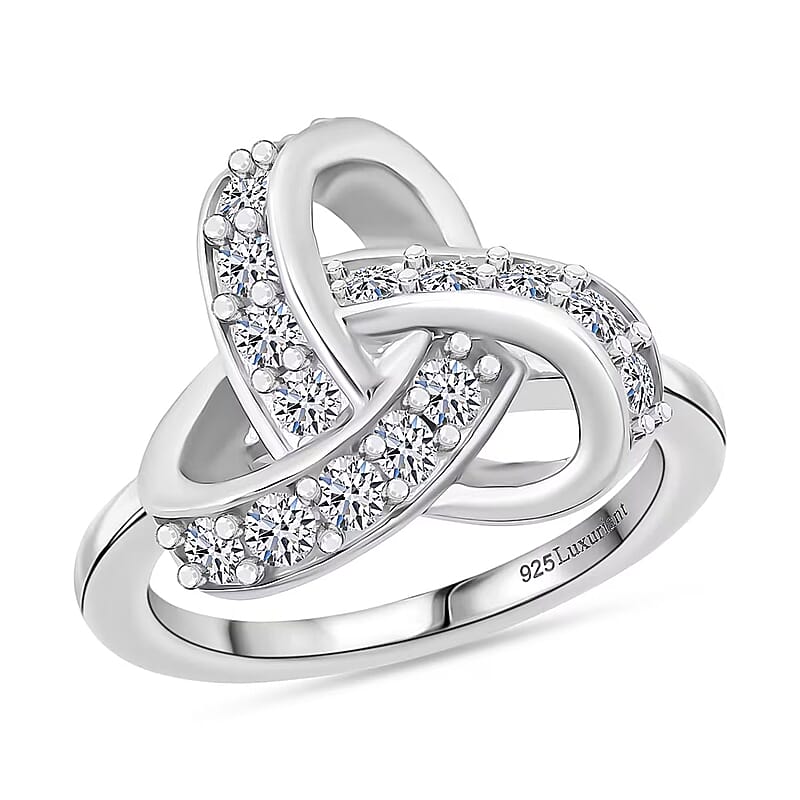 Luxuriant Lab Grown Diamond G-H SI 0.50 ctw Knot Ring in Rhodium Over Sterling Silver (Size 10.0)