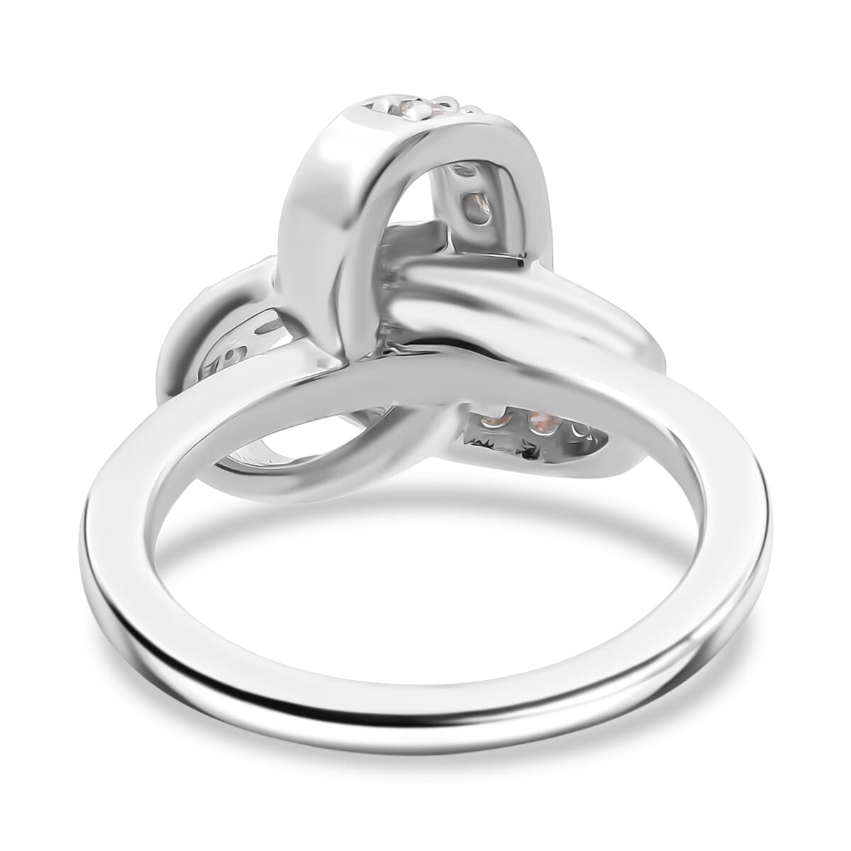 Luxuriant Lab Grown Diamond G-H SI 0.50 ctw Knot Ring in Rhodium Over Sterling Silver (Size 10.0) image number 4