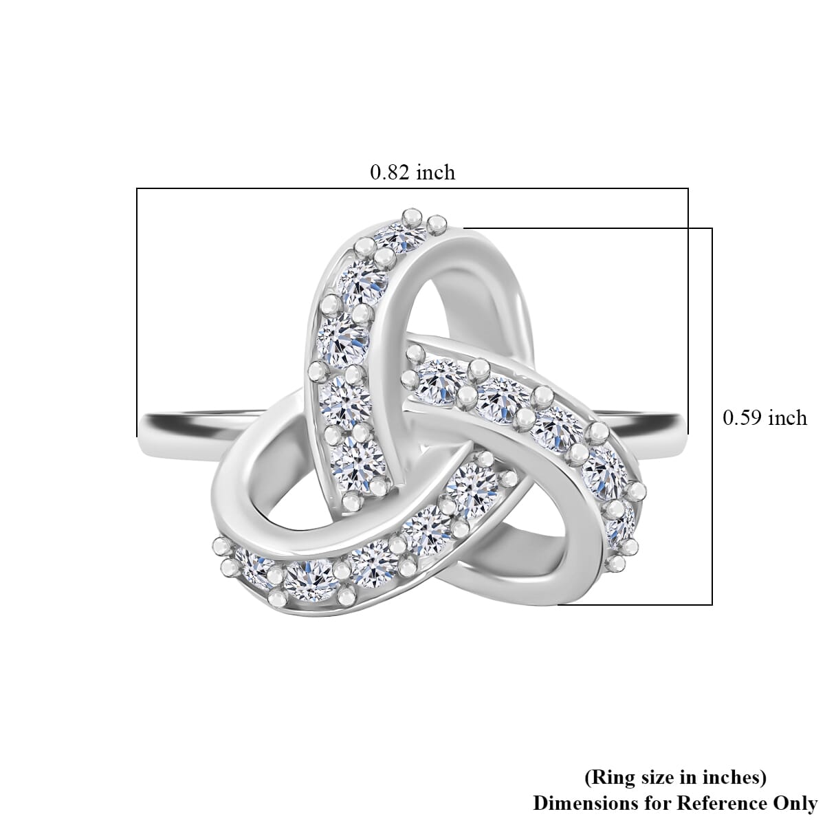 Luxuriant Lab Grown Diamond G-H SI 0.50 ctw Knot Ring in Rhodium Over Sterling Silver (Size 10.0) image number 5