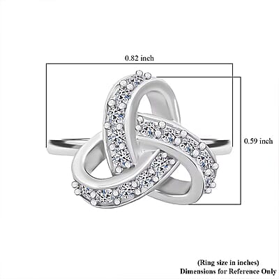 Luxuriant Lab Grown Diamond G-H SI 0.50 ctw Knot Ring in Rhodium Over Sterling Silver (Size 10.0)