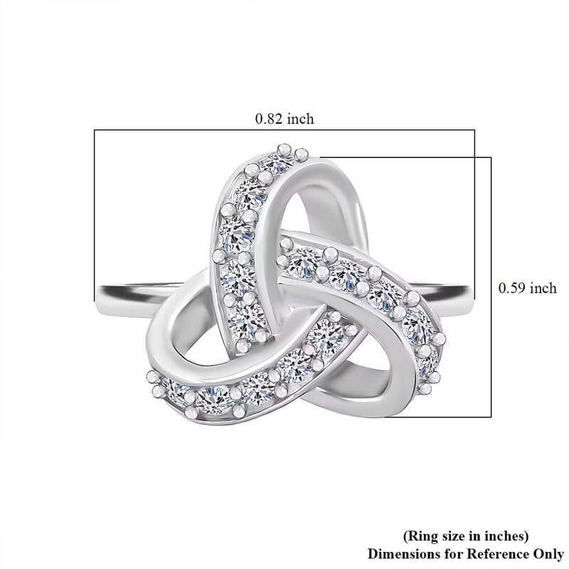 Luxuriant Lab Grown Diamond G-H SI 0.50 ctw Knot Ring in Rhodium Over Sterling Silver (Size 10.0)