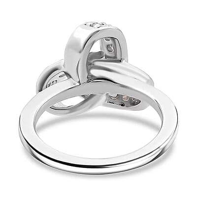 Luxuriant Lab Grown Diamond G-H SI 0.50 ctw Knot Ring in Rhodium Over Sterling Silver (Size 10.0)