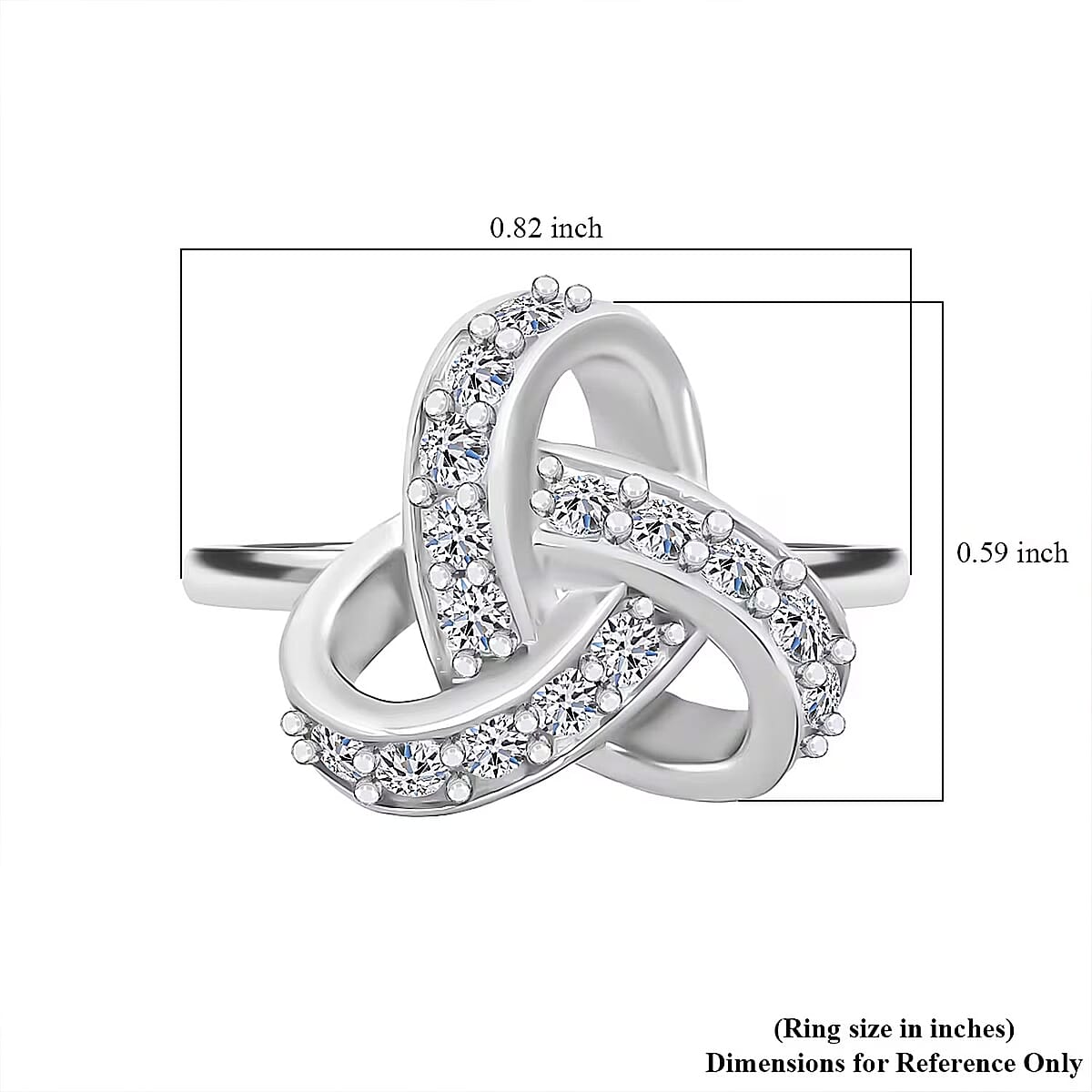 Luxuriant Lab Grown Diamond G-H SI 0.50 ctw Knot Ring in Rhodium Over Sterling Silver (Size 6.0) image number 6