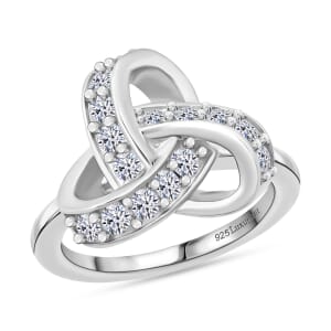 Luxuriant Lab Grown Diamond G-H SI 0.50 ctw Knot Ring in Rhodium Over Sterling Silver (Size 7.0)