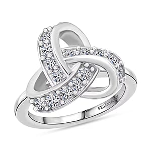 Luxuriant Lab Grown Diamond G-H SI 0.50 ctw Knot Ring in Rhodium Over Sterling Silver (Size 9.0)