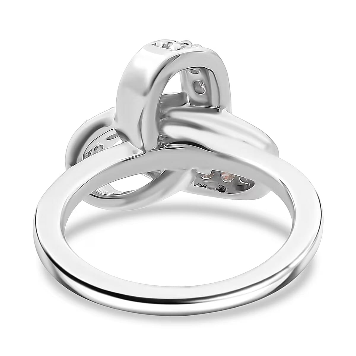 Luxuriant Lab Grown Diamond G-H SI 0.50 ctw Knot Ring in Rhodium Over Sterling Silver (Size 9.0) image number 7
