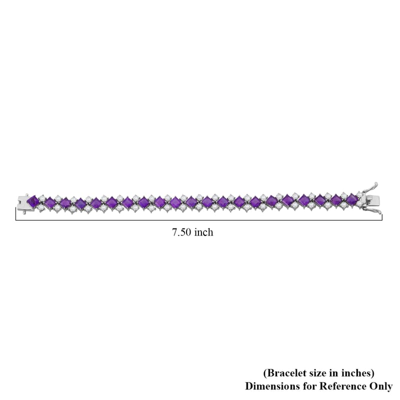 D'Joy African Amethyst and White Topaz 16.80 ctw Bracelet in Rhodium Over Sterling Silver (6.50 In)