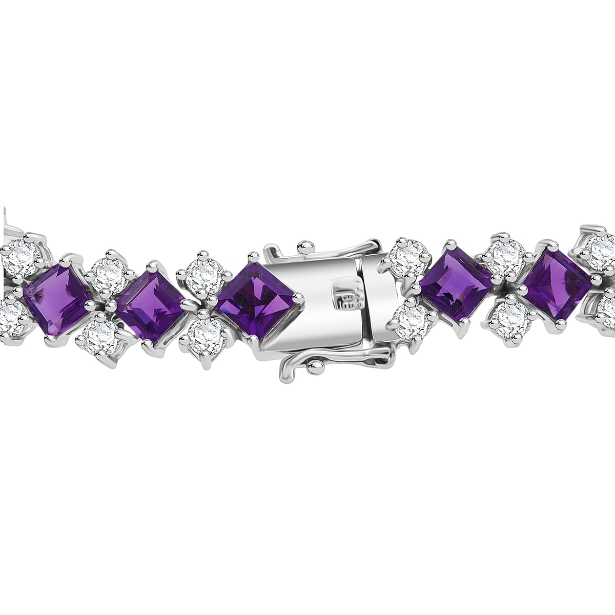 D'Joy African Amethyst and White Topaz 18.55 ctw Bracelet in Rhodium Over Sterling Silver (7.25 In) image number 2