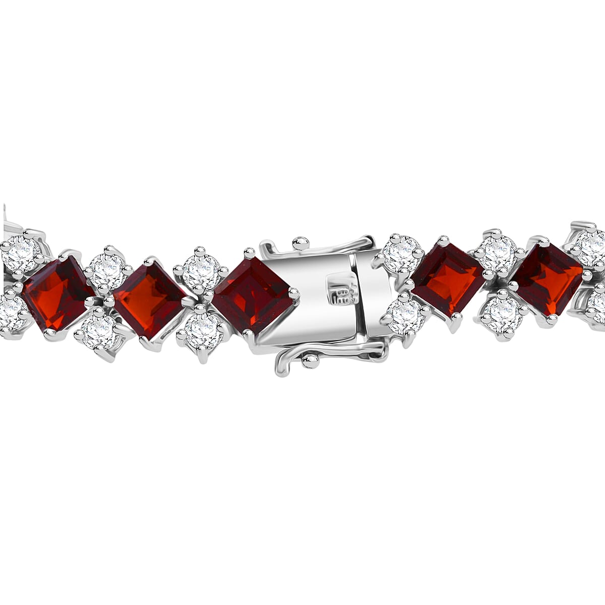 D'Joy Mozambique Garnet and White Topaz 20.65 ctw Bracelet in Rhodium Over Sterling Silver (6.50 In) image number 2