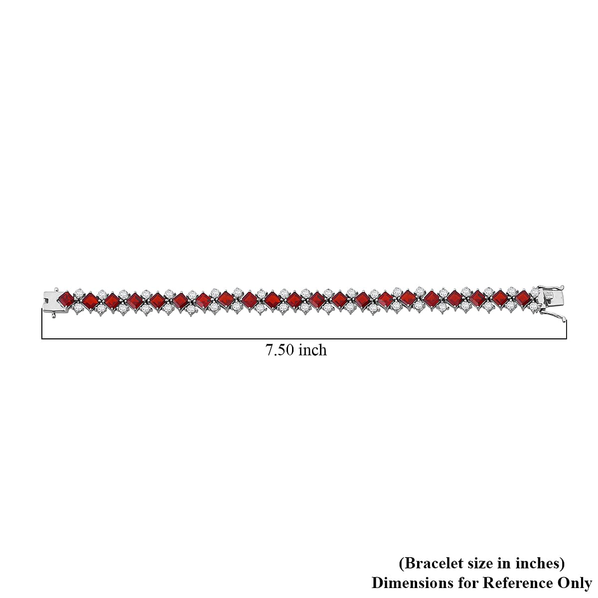 D'Joy Mozambique Garnet and White Topaz 20.65 ctw Bracelet in Rhodium Over Sterling Silver (6.50 In) image number 3