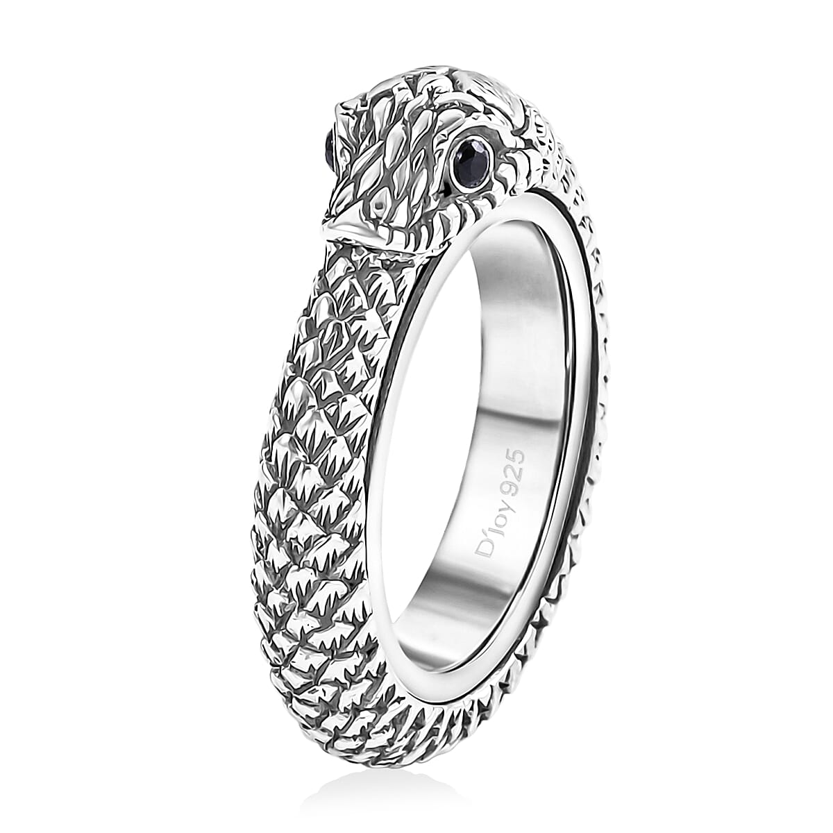 D'Joy Bali Legacy Thai Black Spinel 0.10 ctw Serpent Spinner Ring in Sterling Silver (Size 10.0) image number 3