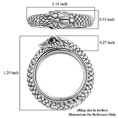 D'Joy Bali Legacy Thai Black Spinel 0.10 ctw Serpent Spinner Ring in Sterling Silver (Size 10.0)