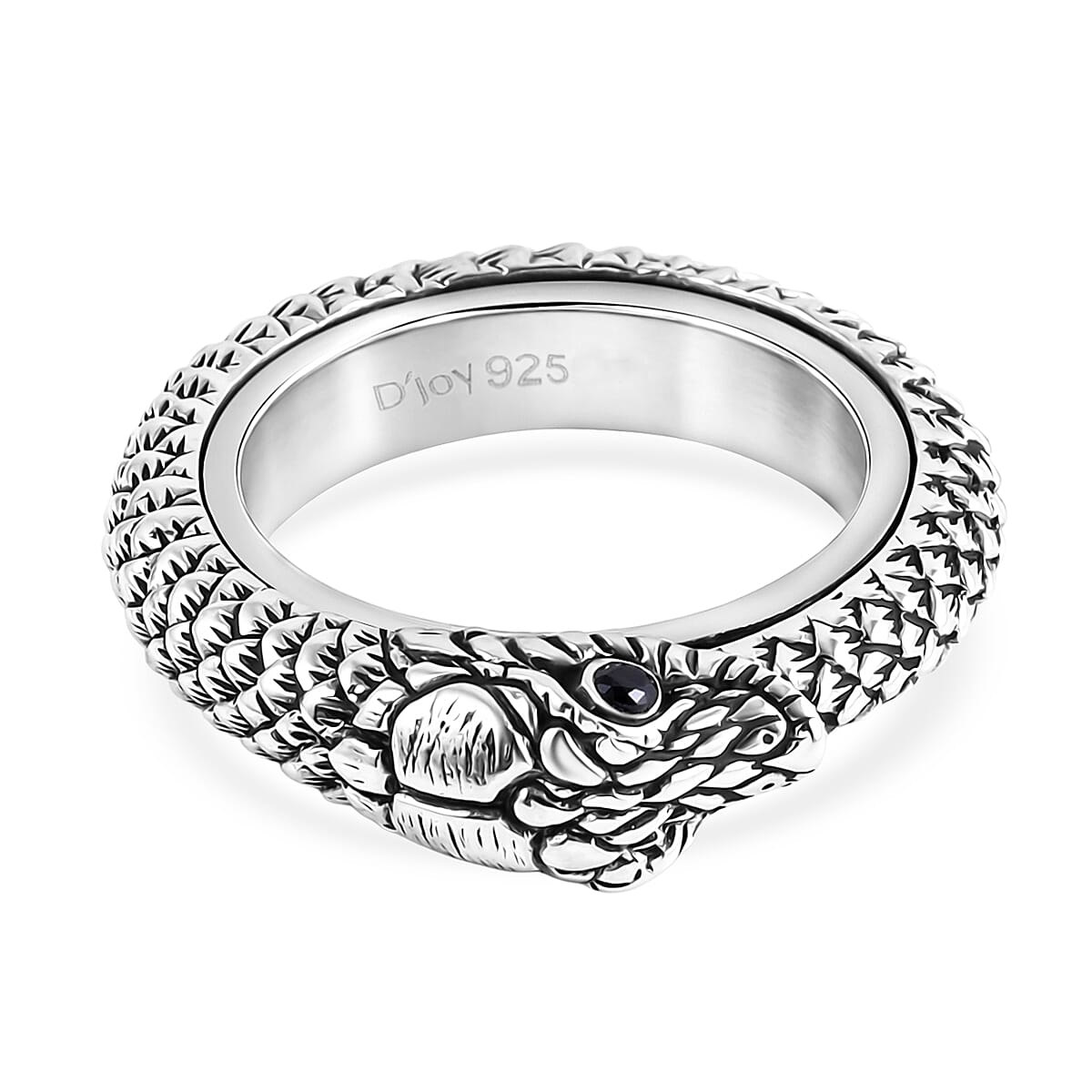 D'Joy Bali Legacy Thai Black Spinel 0.10 ctw Serpent Spinner Ring in Sterling Silver (Size 5.0) image number 4
