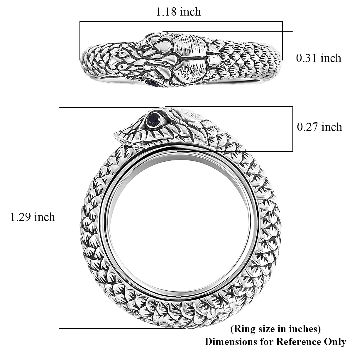 D'Joy Bali Legacy Thai Black Spinel 0.10 ctw Serpent Spinner Ring in Sterling Silver (Size 5.0) image number 5