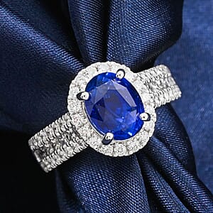 Chairman Vault Collection Certified & Appraised Rhapsody AAAA Ceylon Blue Sapphire and E-F VS Diamond 4.30 ctw Ring in 950 Platinum (Size 7.0)  9.71 Grams