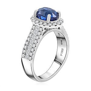 Chairman Vault Collection Certified & Appraised Rhapsody AAAA Ceylon Blue Sapphire and E-F VS Diamond 4.30 ctw Ring in 950 Platinum (Size 7.0)  9.71 Grams