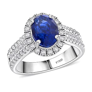 Certified & Appraised Rhapsody 950 Platinum AAAA Ceylon Blue Sapphire, Diamond (E-F, VS) Ring (Size 7.5) (9.71 g) 4.30 ctw
