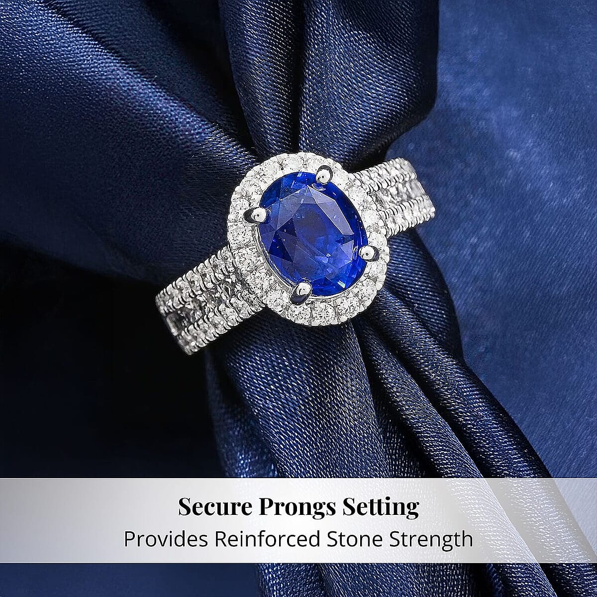 Certified & Appraised Rhapsody 950 Platinum AAAA Ceylon Blue Sapphire, Diamond (E-F, VS) Ring (Size 7.5) (9.71 g) 4.30 ctw image number 2