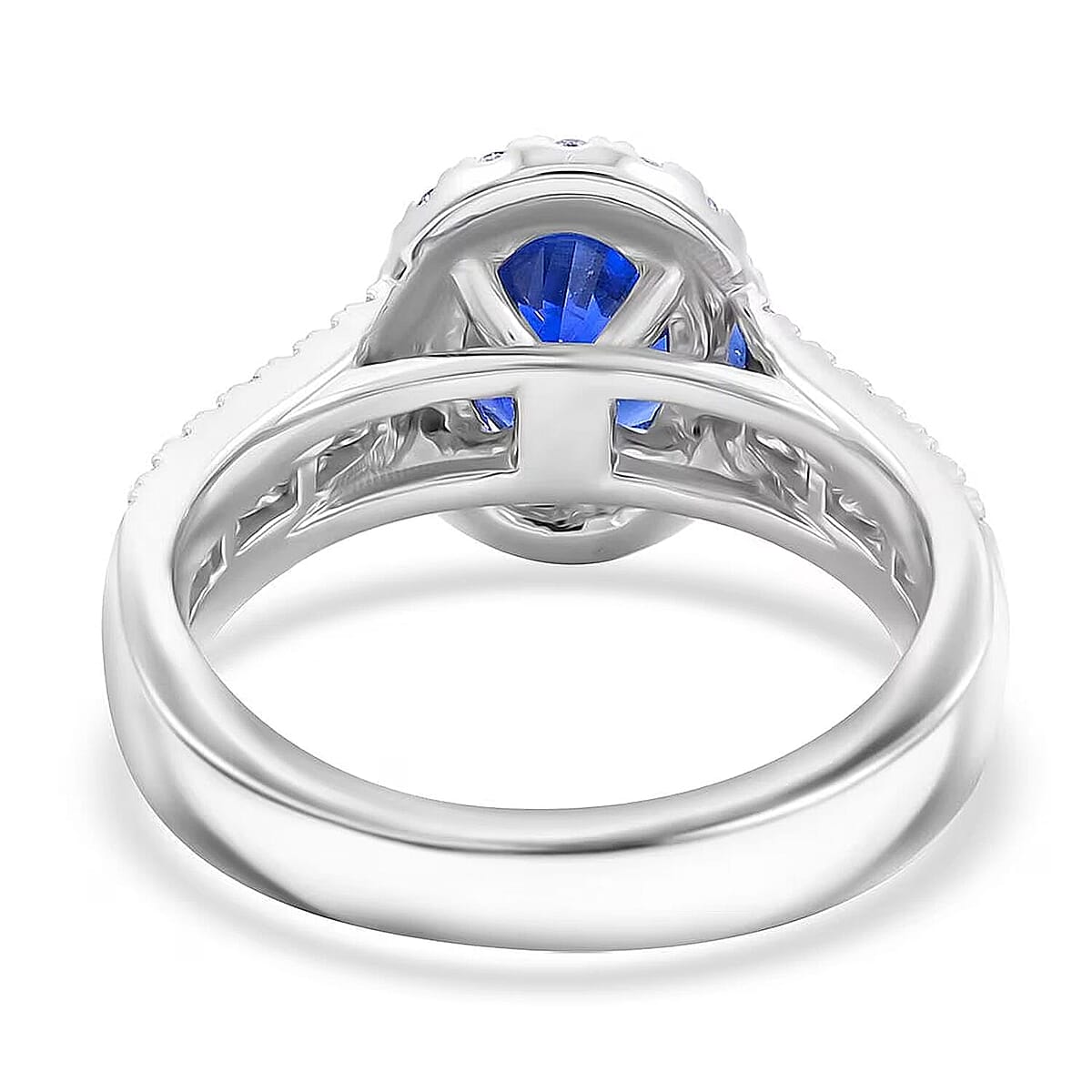 Certified & Appraised Rhapsody 950 Platinum AAAA Ceylon Blue Sapphire, Diamond (E-F, VS) Ring (Size 7.5) (9.71 g) 4.30 ctw image number 5