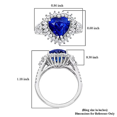 Chairman Collection Certified & Appraised Rhapsody AAAA Ceylon Blue Sapphire and E-F VS Diamond 4.20 ctw Ring in 950 Platinum (Size 7.0)  8.45 Grams