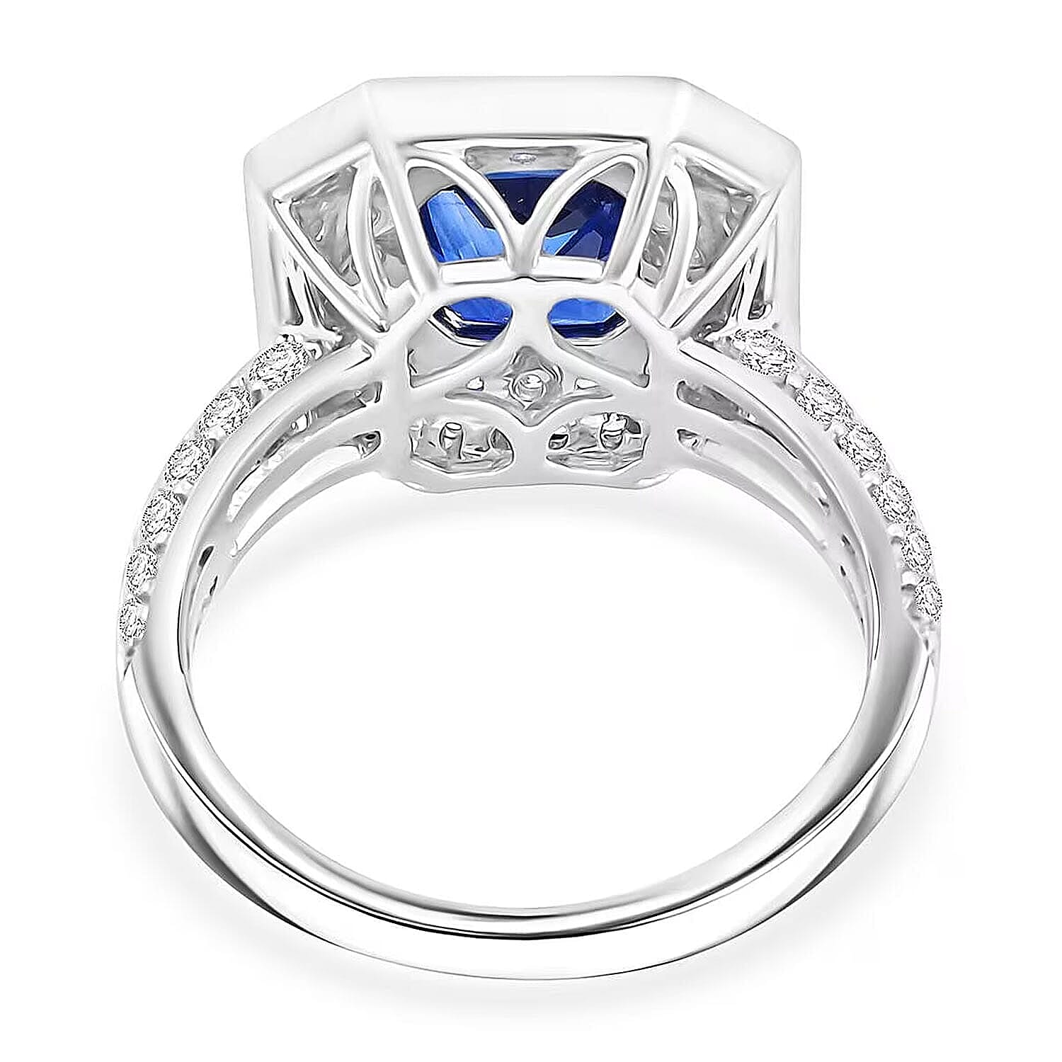 Certified & Appraised Rhapsody 950 Platinum AAAA Ceylon Blue Sapphire, Diamond (E-F, VS) Ring (Size 5.0) (9.31 g) 4.20 ctw