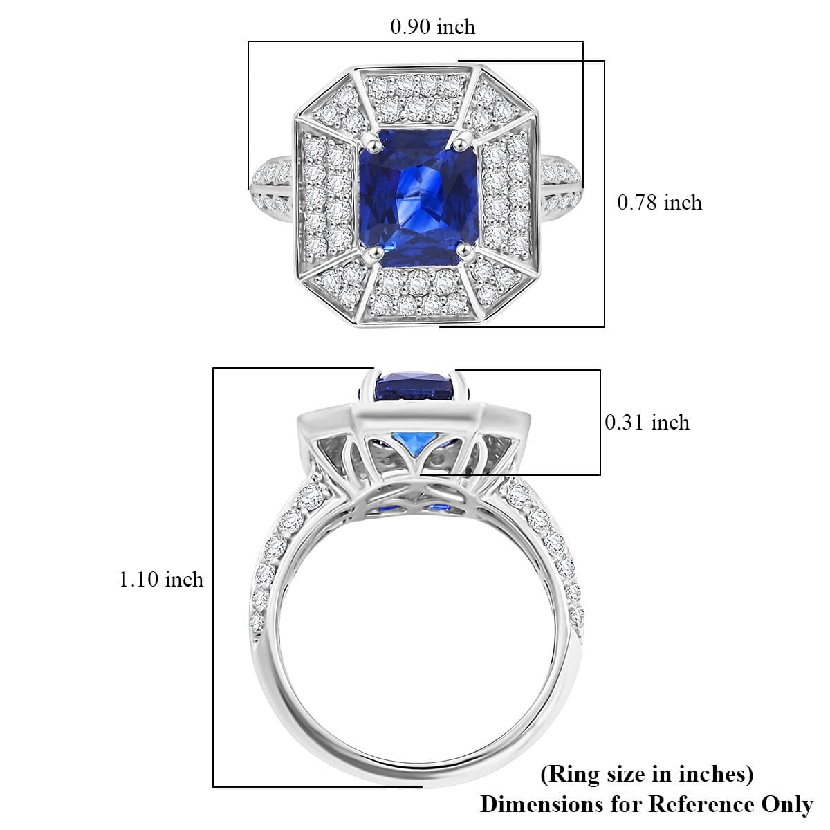 Chairman Collection Certified & Appraised Rhapsody AAAA Ceylon Blue Sapphire and E-F VS Diamond 4.20 ctw Ring in 950 Platinum (Size 7.0)  9.31 Grams image number 5