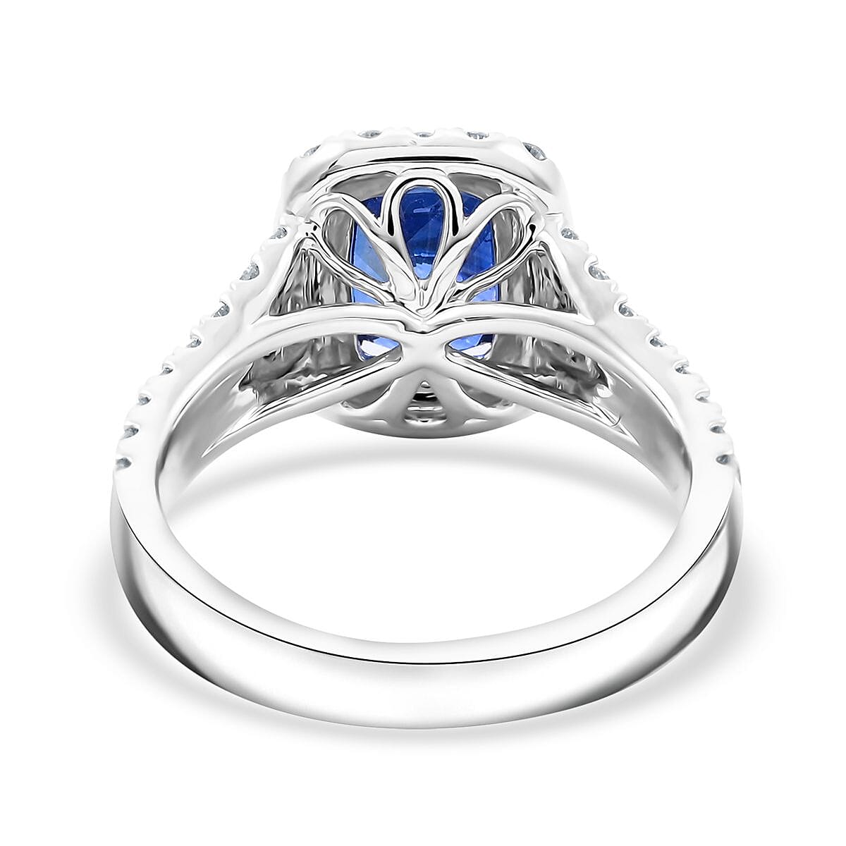 Chairman Vault Collection Certified & Appraised Rhapsody AAAA Ceylon Blue Sapphire and E-F VS Diamond 4.75 ctw Ring in 950 Platinum (Size 7.0)  9.33 Grams