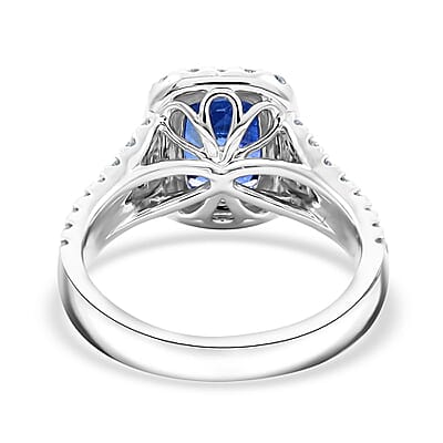 Chairman Vault Collection Certified & Appraised Rhapsody AAAA Ceylon Blue Sapphire and E-F VS Diamond 4.75 ctw Ring in 950 Platinum (Size 7.0)  9.33 Grams