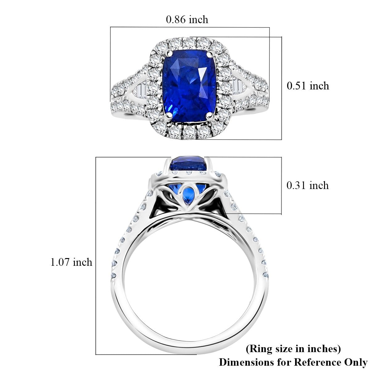 Chairman Collection Certified & Appraised Rhapsody AAAA Ceylon Blue Sapphire and E-F VS Diamond 4.75 ctw Ring in 950 Platinum (Size 7.0)  9.33 Grams image number 5