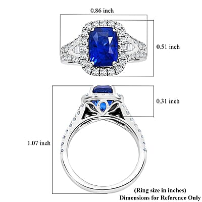 Chairman Vault Collection Certified & Appraised Rhapsody AAAA Ceylon Blue Sapphire and E-F VS Diamond 4.75 ctw Ring in 950 Platinum (Size 7.0)  9.33 Grams