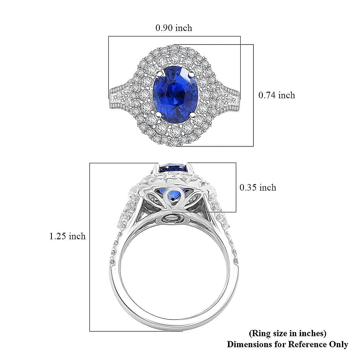 Certified & Appraised Rhapsody 950 Platinum AAAA Ceylon Blue Sapphire, Diamond (E-F, VS) Ring (Size 7.5) (10.48 g) 4.75 ctw image number 5