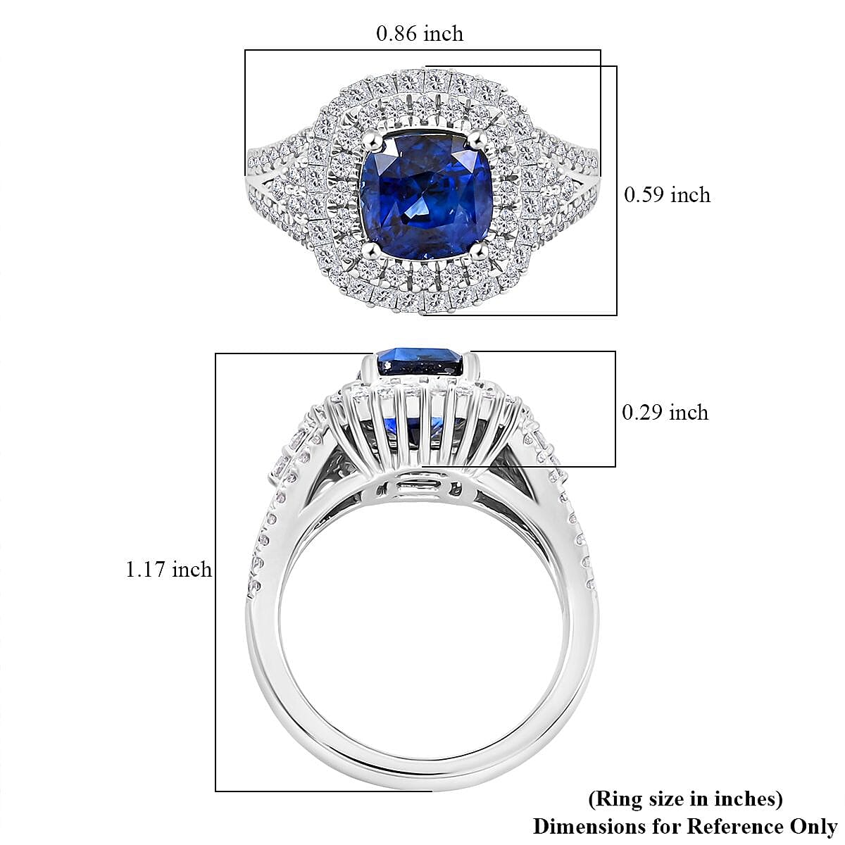 Chairman Collection Certified & Appraised Rhapsody AAAA Ceylon Blue Sapphire and E-F VS Diamond 4.30 ctw Ring in 950 Platinum (Size 7.0)  12.79 Grams image number 5