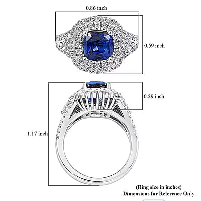 Chairman Vault Collection Certified & Appraised Rhapsody AAAA Ceylon Blue Sapphire and E-F VS Diamond 4.30 ctw Ring in 950 Platinum (Size 7.0)  12.79 Grams