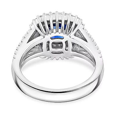 Chairman Vault Collection Certified & Appraised Rhapsody AAAA Ceylon Blue Sapphire and E-F VS Diamond 4.30 ctw Ring in 950 Platinum (Size 7.0)  12.79 Grams