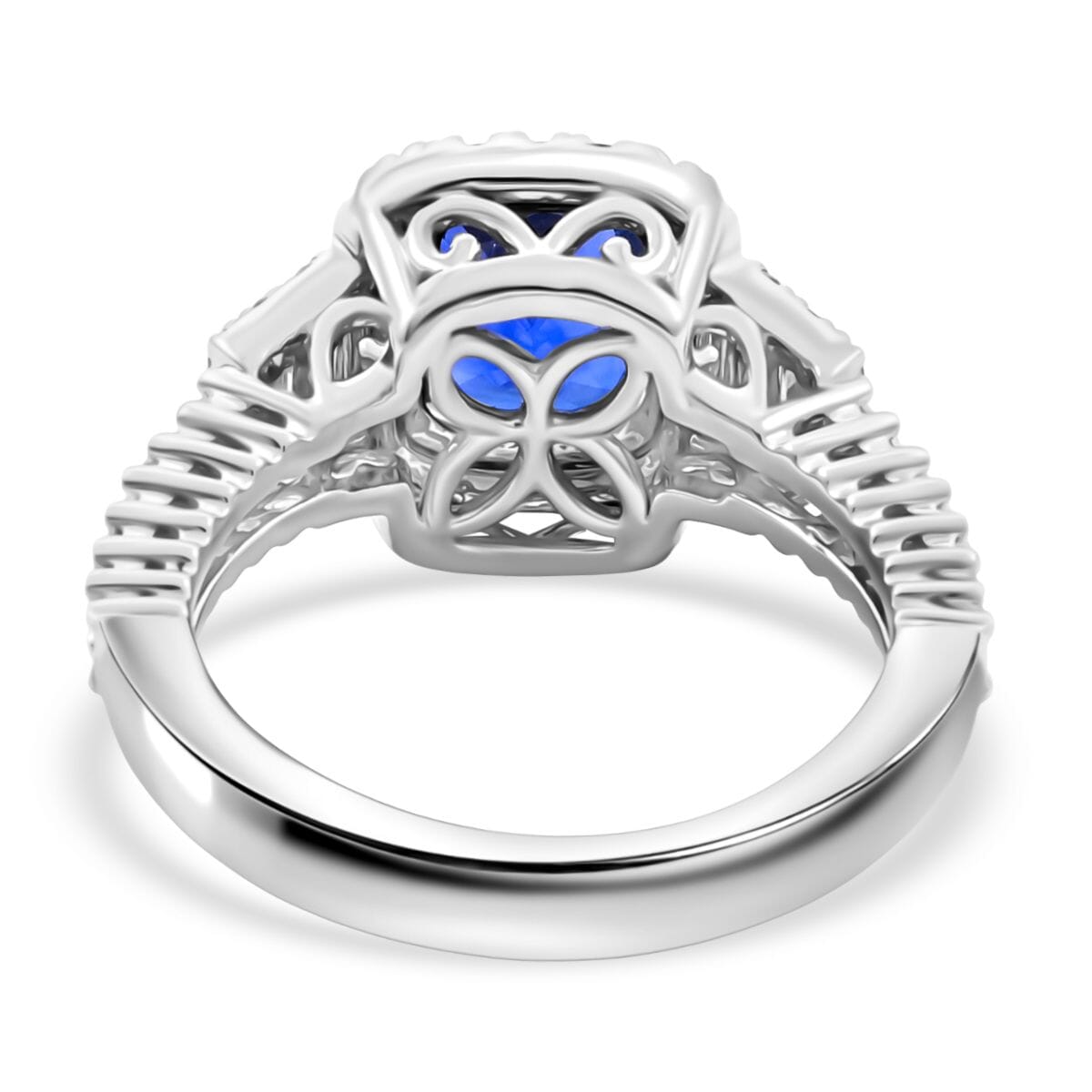 Chairman Collection Certified & Appraised Rhapsody AAAA Ceylon Blue Sapphire and E-F VS Diamond 4.21 ctw Ring in 950 Platinum (Size 7.0)  10.67 Grams image number 3