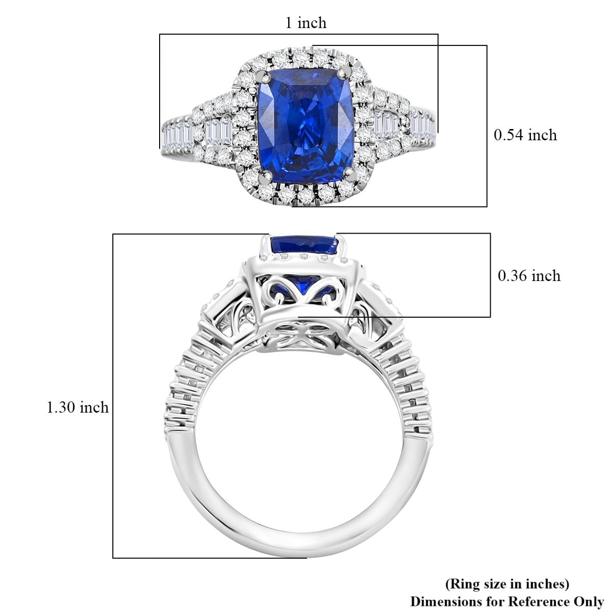 Chairman Collection Certified & Appraised Rhapsody AAAA Ceylon Blue Sapphire and E-F VS Diamond 4.21 ctw Ring in 950 Platinum (Size 7.0)  10.67 Grams image number 4