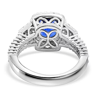 Chairman Vault Collection Certified & Appraised Rhapsody AAAA Ceylon Blue Sapphire and E-F VS Diamond 4.21 ctw Ring in 950 Platinum (Size 7.0)  10.67 Grams