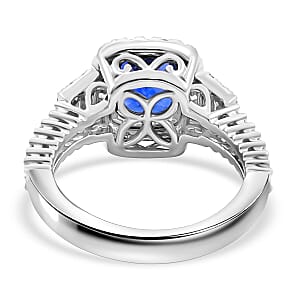 Chairman Collection Certified & Appraised Rhapsody AAAA Ceylon Blue Sapphire and E-F VS Diamond 4.21 ctw Ring in 950 Platinum (Size 8.0)  10.67 Grams