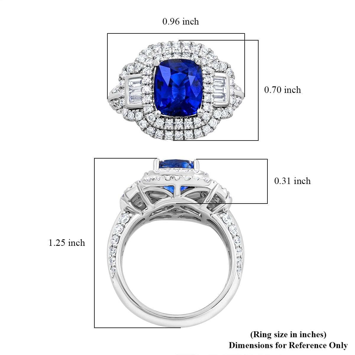 Chairman Collection Certified & Appraised Rhapsody AAAA Ceylon Blue Sapphire and E-F VS Diamond 4.70 ctw Ring in 950 Platinum (Size 7.0)  12.21 Grams image number 5