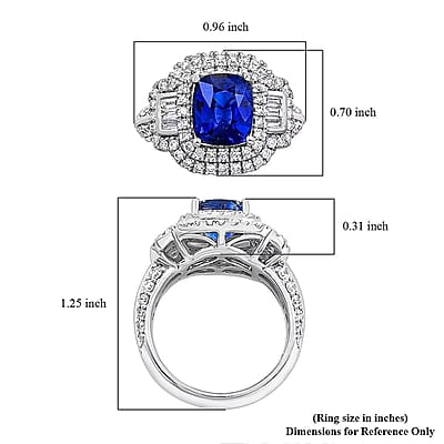 Chairman Vault Collection Certified & Appraised Rhapsody AAAA Ceylon Blue Sapphire and E-F VS Diamond 4.70 ctw Ring in 950 Platinum (Size 7.0)  12.21 Grams